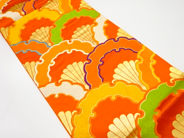 雪輪青海波模様織り出し　袋帯